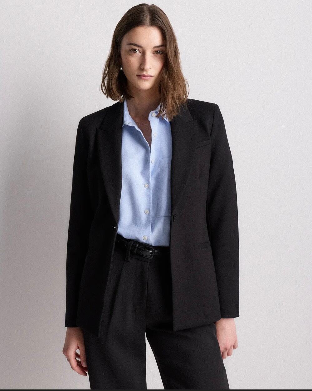 Quince Ultra-Stretch Ponte Single-Breasted Blazer | Black | Medium |  NWT